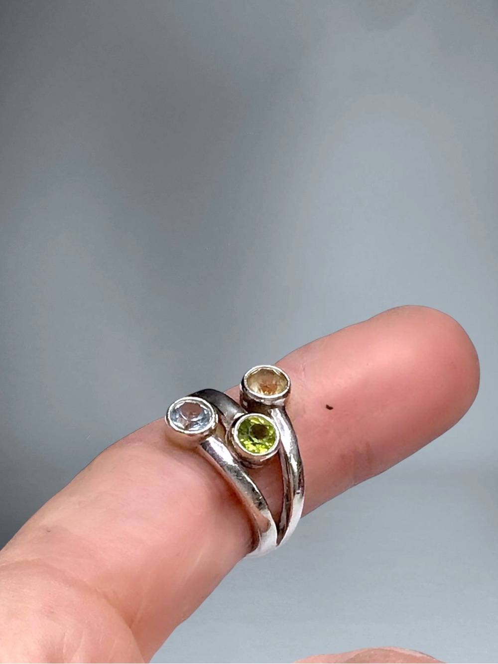 🌺Vintage Sterling & Three Gemstone Ring - Picture 4 of 10